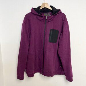 Zella Men's Peak Front Full Zipper Zip Hoodie in Burgundy Urban Sz  2XL